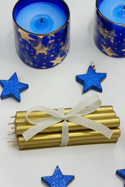 Bougies dorées magnétisées – Lumière, Abondance & Protection sacrée